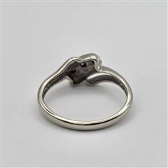 10K White Gold Round Natural Diamond Three-Stone Bypass Over Under Ring Size 7